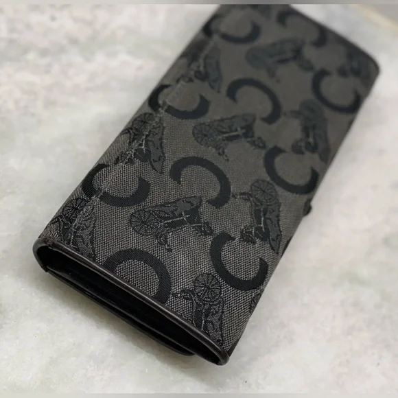 SOLD CELINE Vintage Macadam Logo Canvas/Patent Leather Long Flap Snap Wallet - Picture 8 of 16